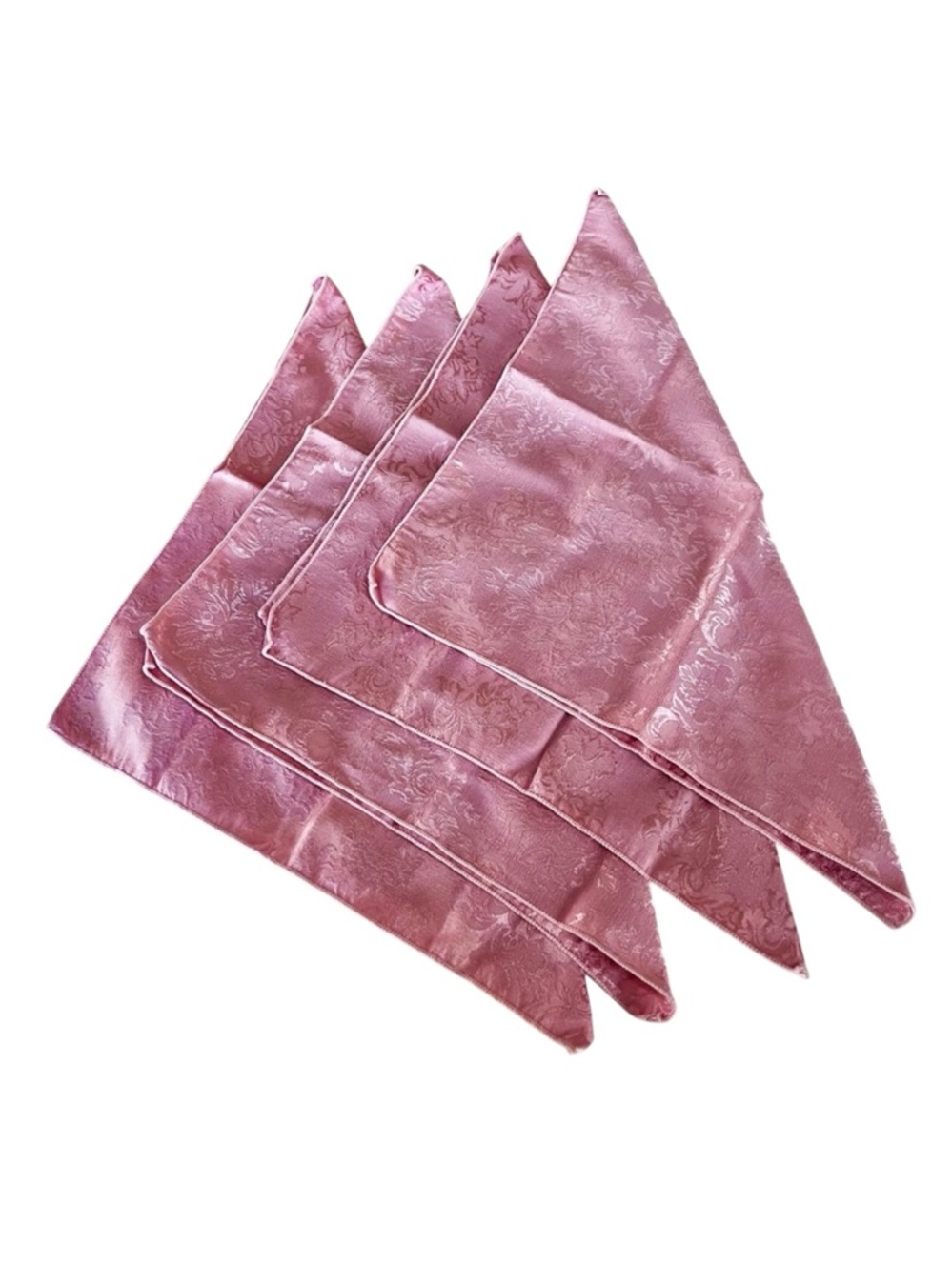 Vintage Pink Damask Cloth Napkins Set 4 Floral Table Linens Cottagecore French - Picture 11 of 16